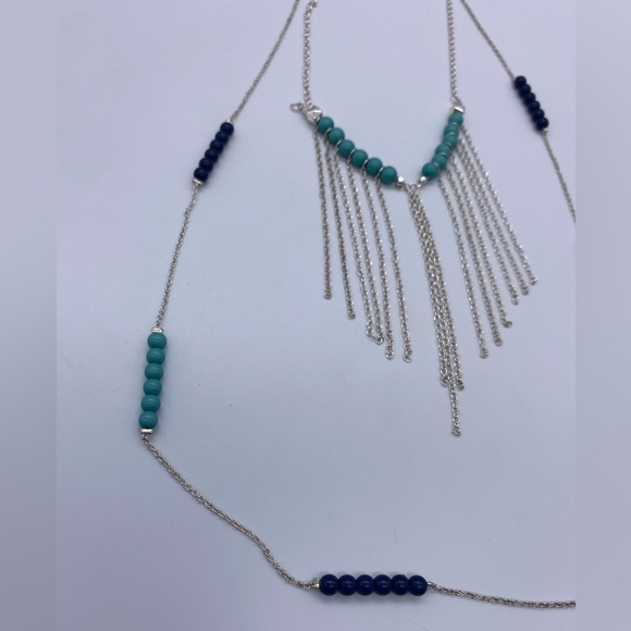 Icing Old Stock Blue Teal Boho Style Layered Necklace - Picture 10 of 10